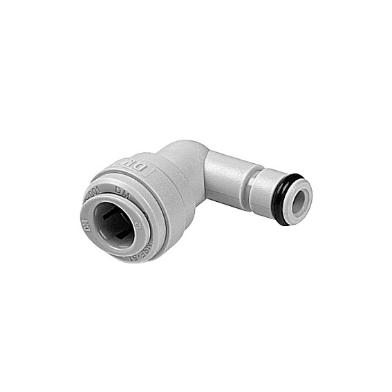 Gomito per valvole erogazione Ø tubo - Ø codolo 3/8" x 3/8"