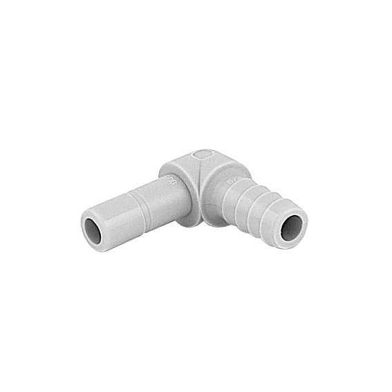 Raccordo portagomma a gomito Ø codolo - Ø tubo interno 3/8" x 1/4"