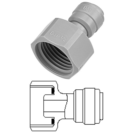 Terminale diritto femmina Ø tubo - filetto BSP (Tipo a Cono) 1/4" x 3/8
