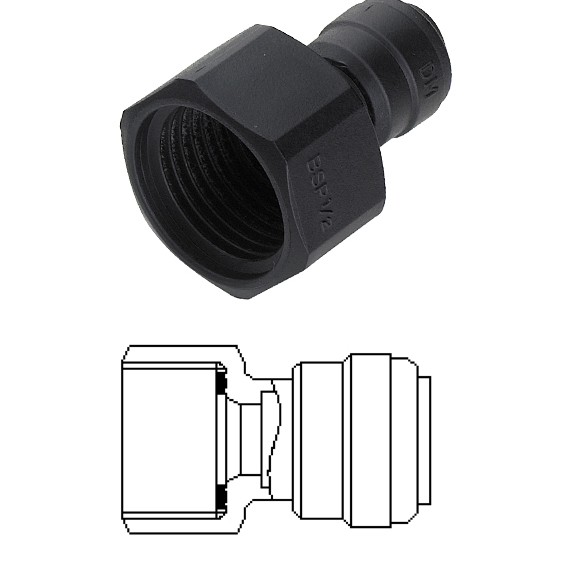 Terminale diritto femmina Ø tubo - filetto BSP (Tipo Piatto) 8MM x 5/8